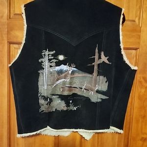 Cheyenne Rough & Tough Men's sz XL genuine leather vest w wildlife graphics